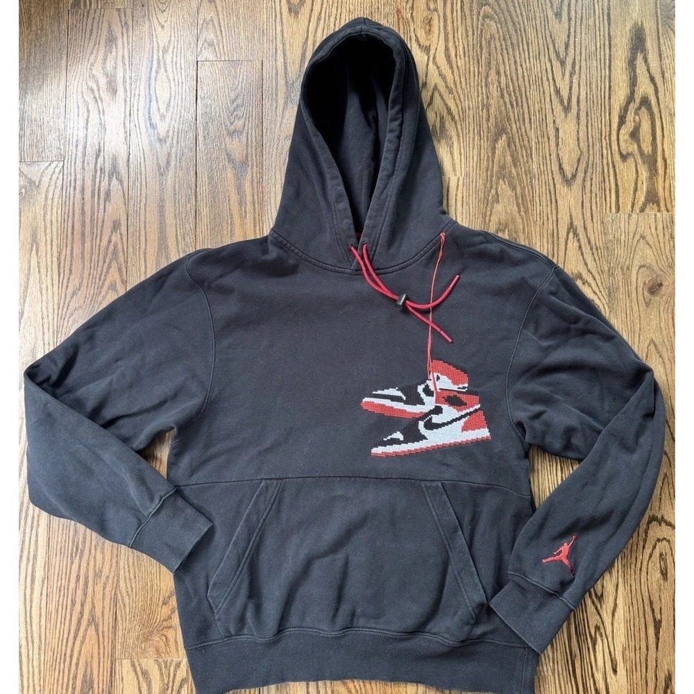 Jordan Jumpman Holiday Hoodie Pullover Black Embroidered Mens Size Medium